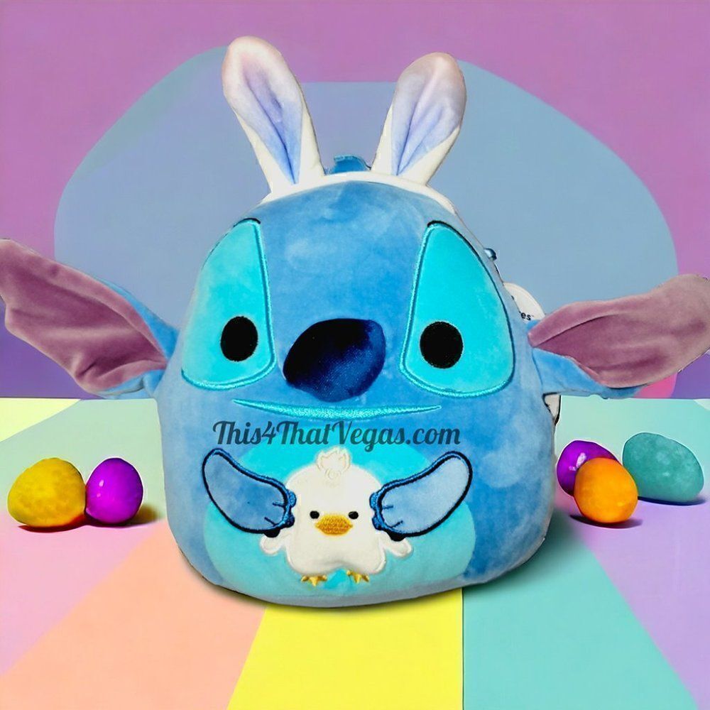 Squishmallow Stitch carrying duck bunny ears Easter 2024